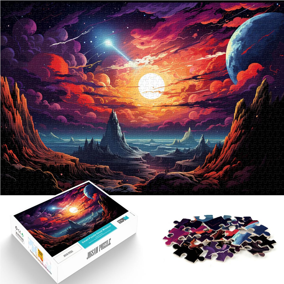 Puzzle für Fantasie, farbenfrohe Planetenlandschaft, Puzzles für Erwachsene, 1000 Puzzles, Holzpuzzle, Familienunterhaltungsspielzeug, 1000 Teile (50 x 75 cm)