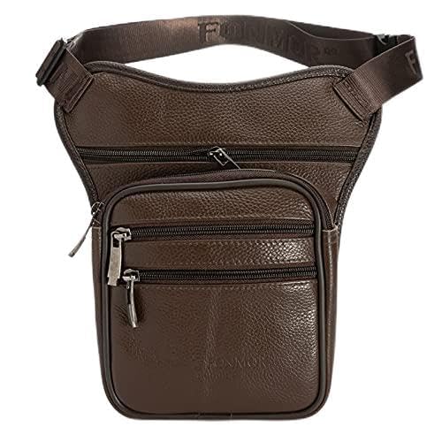 Motorrad Beintasche Männer Drop Beinbeutel Taille Tasche Crossbody Fanny Pack Gürtel Hüfte Bum Travel Riding Motorrad Messenger Umhängetasche Motorrad Tasche Bein(Auburn)