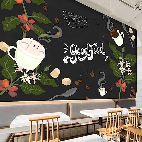 XLMING Aquarell Lebensmittel Cafe Poster Restaurant Hotel Dekoration 3D Tapete Home Dekoration Wohnzimmer Sofa Schlafzimmer Tv Hintergrund Wand-150cm×105cm