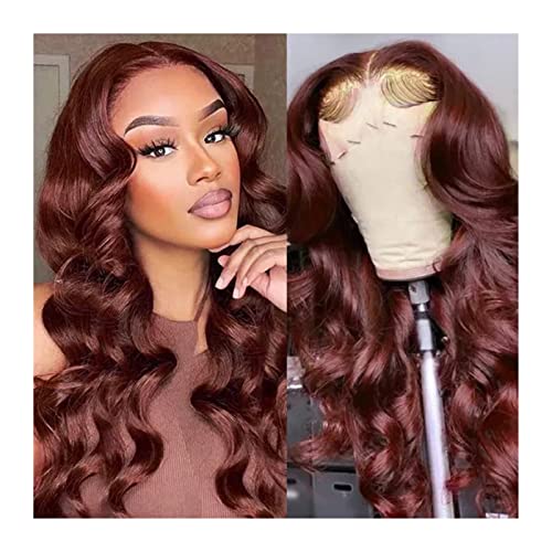 Haarteile Rotbraune synthetische Lace-Front-Perücke 20-30" Lange Körperwelle Kupfer Rotbraun 13 x 1 T-Teil 13 x 4 Spitzenperücken for Frauen, vorgezupft mit Babyhaar Perücken (Size : 13X4 Lace Wig,