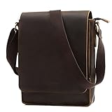 Leathario Herren Rindleder umhängetasche messger Bag Ledertasche für ipad Business Retro Hellbraun