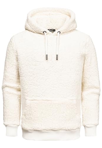 Amaci&Sons Herren Kapuzenpullover Teddyfell Teddy Sweatjacke Plüsch Hoodie Pullover Sweatshirt 4067 Weiß M