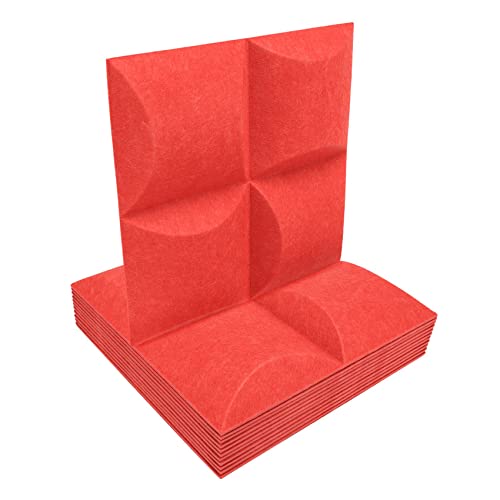 Ghulumn Akustik-Absorptionsplatte, 30,5 x 30,5 x 0,3 cm, Schalldämmplatte, ideal für akustische, rot, 12 Stück