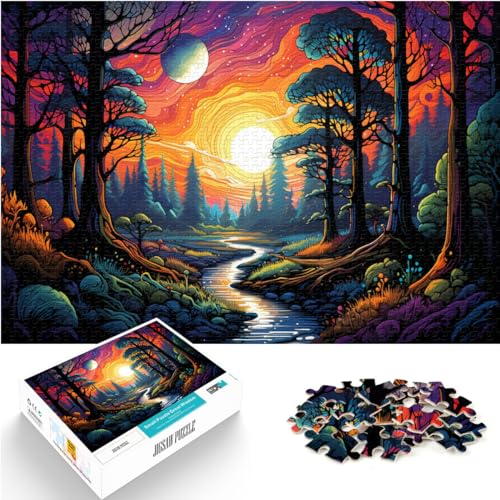 Puzzle für Puzzle, farbenfrohe, psychedelische Schönheit des Waldes, 1000 große Teile, Puzzle für Erwachsene, Holzpuzzle zum Stressabbau, 1000 Teile (50 x 75 cm)