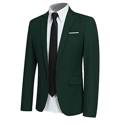 Allthemen Sakko Herren Slim Fit Sportlich Anzugjacke Herren Blazer für Business Hochzeit Freizeit Grün S