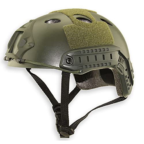 QHIU Taktischer Helm PJ Typ Leichter Schutzhelm für Airsoft Paintball CS Spiel Outdoor Sport mit Brille (OD-2)