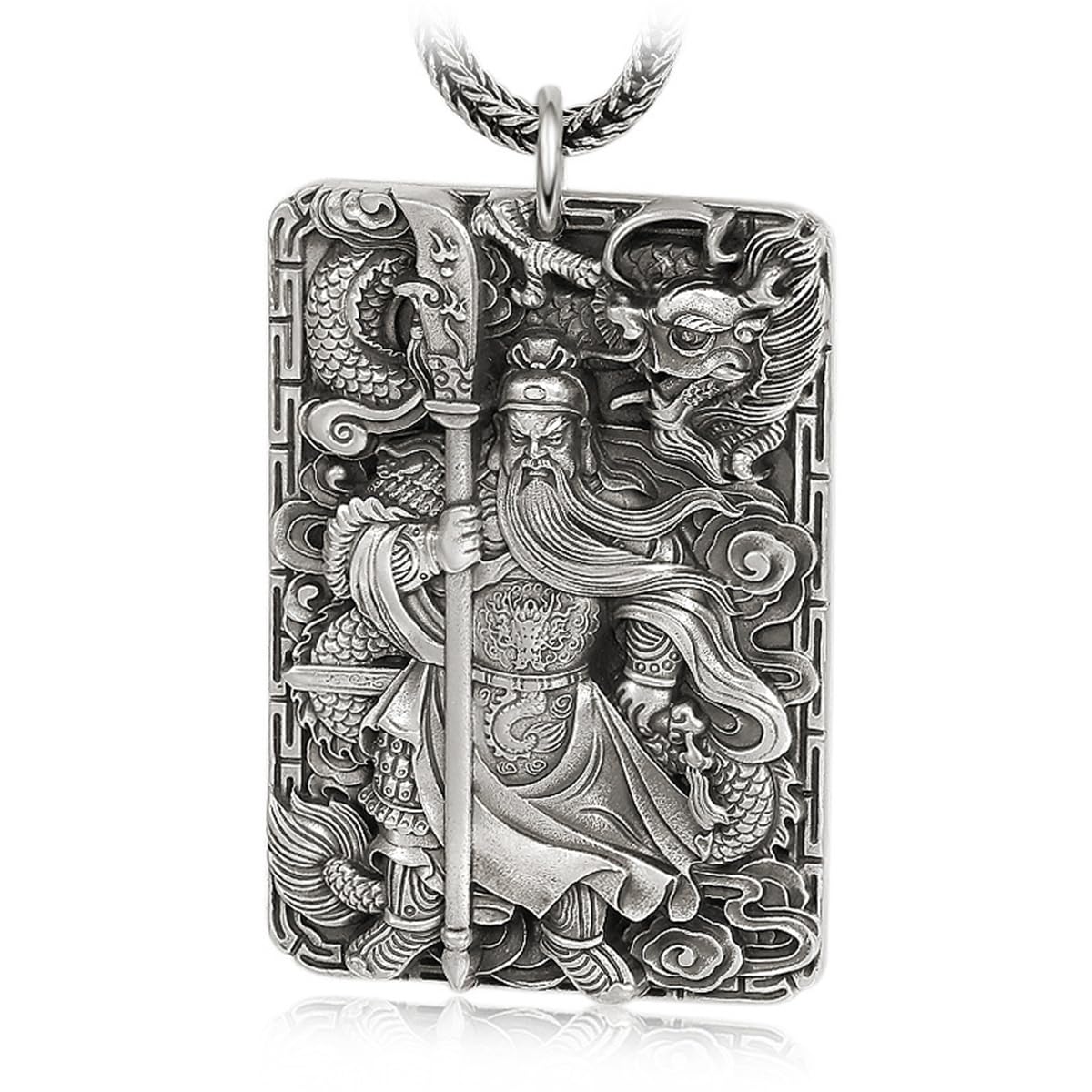 VOYADE S925 Sterling Silber Mythical Man Anhänger Halskette, Herren Anhänger Vintage Kreative Anhänger Halskette,Silber,Pendant + Chain 70cm