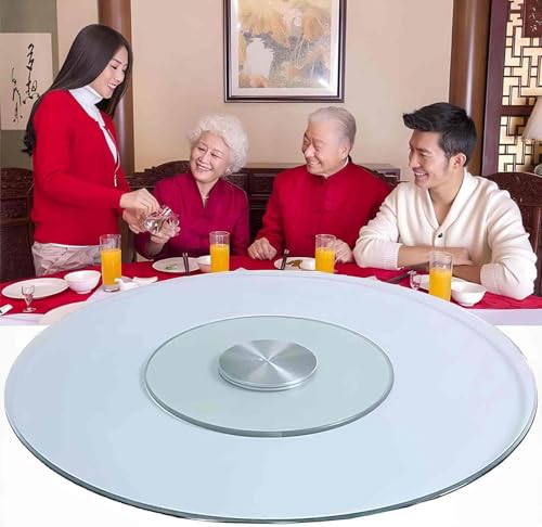 Glas Lazy Susan für Tischplatte, großer Lazy Susan Plattenspieler 23,6 Zoll, 27,5 Zoll, 360° drehbarer Tablett-Plattenspieler-Organizer, für Familienfeiern, Bankette und Hochzeiten, Durchmes