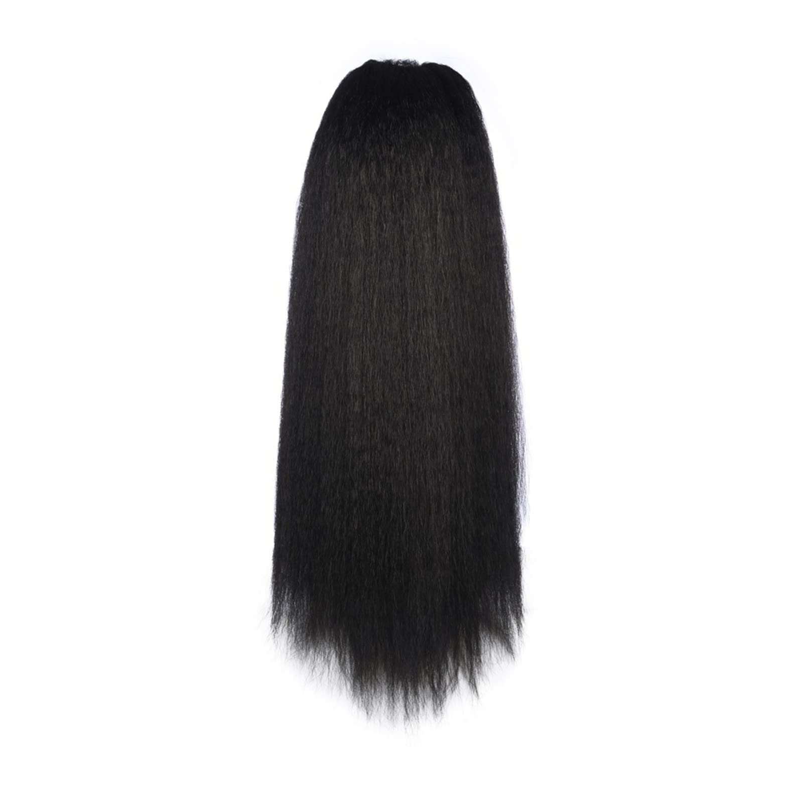 Pferdeschwanz Haarteil 16"-24" synthetischer Yaki-Pferdeschwanz mit Kordelzug, hitzebeständig, lange, verworrene, gerade, flauschige Pferdeschwanz-Verlängerungen, Clip-in-Haarteile for schwarze Frauen