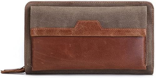 VSULZVNU Herren-Clutch-Geldbörse, Herren, Reißverschluss, lang, Leder, erste Schicht, Kuh-Handtasche, multifunktional, lange Tasche