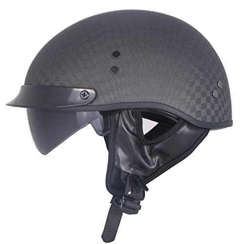 Motorrad Open Face Helm Vintage Jet-Helm Cruiser Chopper Scooter Pilot Crash Helm Harley Halbhelm für Bobber Mofa Vespa, DOT-Zertifiziert (55-62cm)