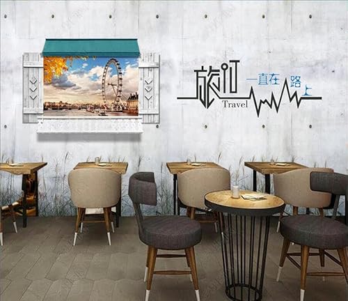 tyujlkjddlf Tapete Wandbild 3D Benutzerdefinierte Zementwand Restaurant Café Freizeit Bar Tapete Studie Hintergrundwand-300Cmx210Cm