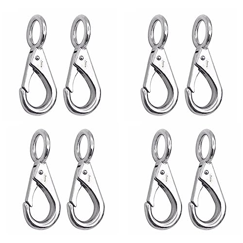 SICOSALT 8 Stücke Edelstahl 316 Starre Geladene Feste Clip Karabiner Haken Karabiner Zubehör für Boote