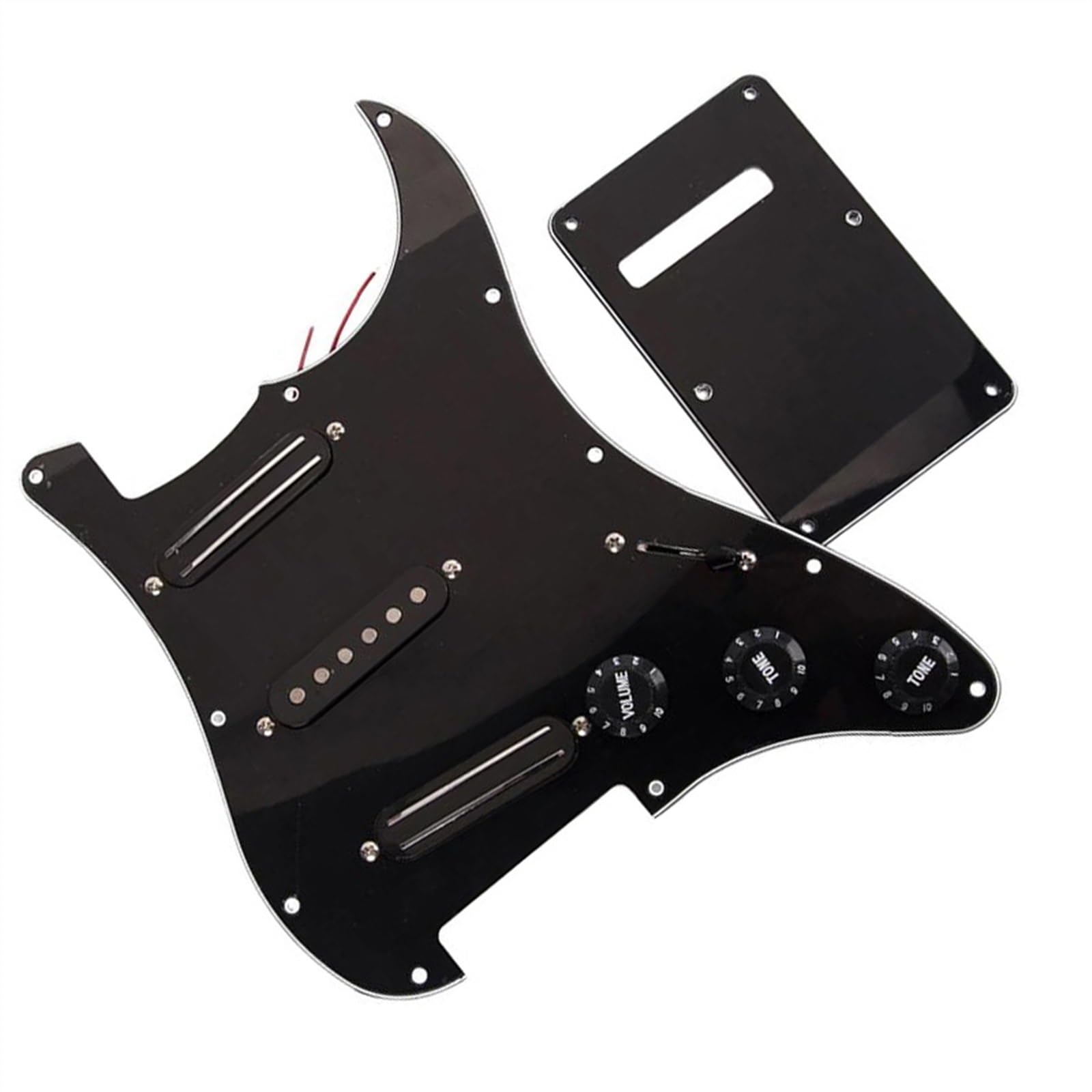 Standard-Pickguard-Tonabnehmer Schwarze 11-Loch 3-lagige SSS Loaded Prewired E-Gitarren-Standard-Schlagbrett-Tonabnehmer