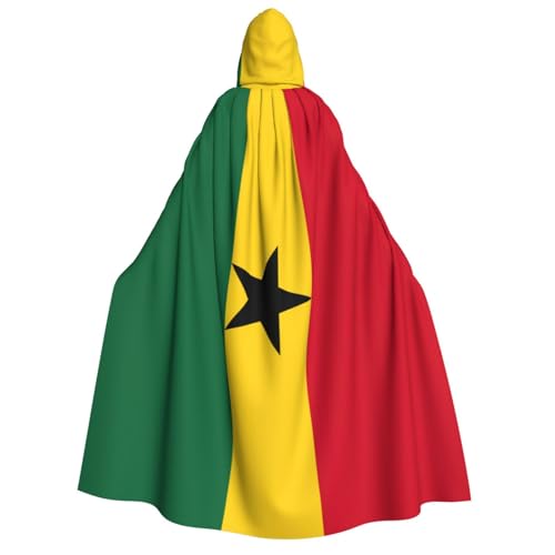 WURTON Flagge von Ghana, Unisex, Kapuzenumhang, Kostüm, Damen, Herren, Vampir, Halloween, Cosplay, Karneval, Mottoparty