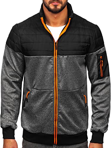 BOLF Herren Übergangsjacke Regenjacke Stehkragen Steppjacke Reißverschluss Outdoorjacke Daunenjacke Sportjacke Freizeitjacke Leichte Outdoor Style 8M907 Schwarz L [4D4]