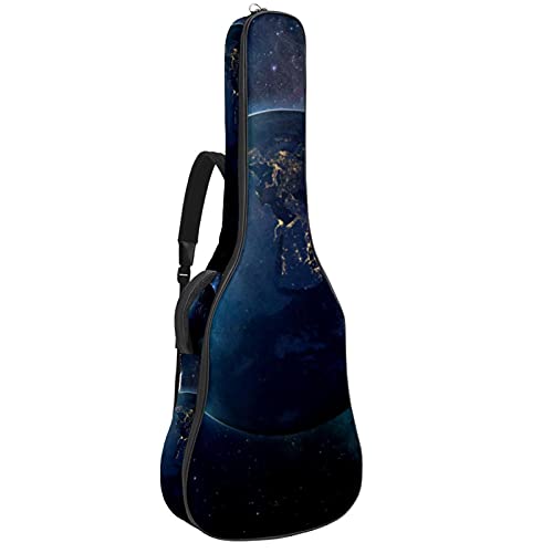 Tasche für Akustikgitarre mit mehreren Taschen Dicke Polsterung Wasserdichter Gitarrenkoffer Gig Bag 108,9x42,9x11,9 cm,Space Planet