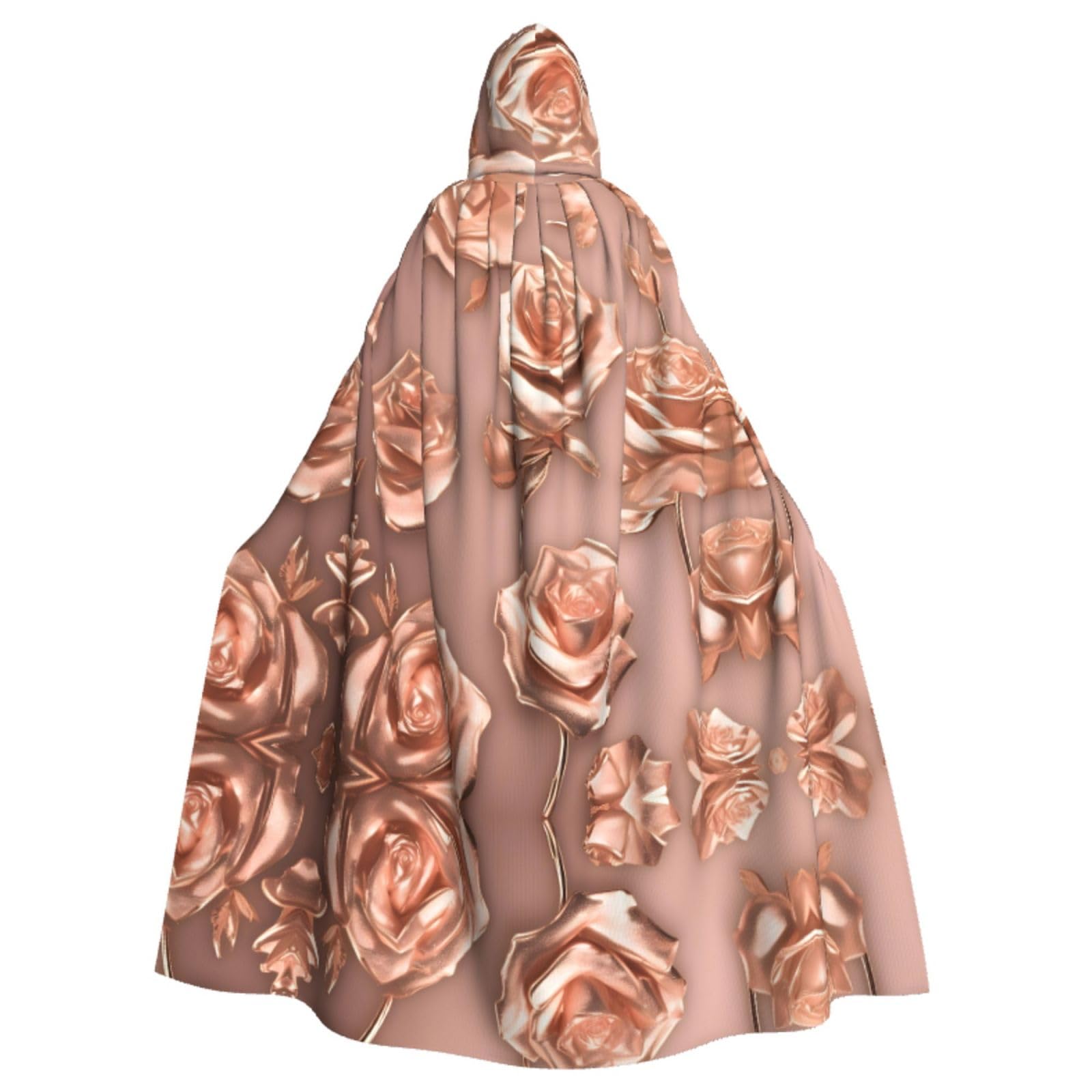 WURTON Rose Gold Tapetendruck Halloween Kapuzenumhang Kostüm für Karneval Mottoparty Decora Hexe Vampir Kostüm