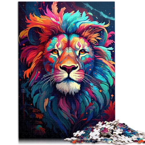 Puzzle Fantasievoller bunter Löwe. Lustiges Puzzle für Erwachsene, 1000-teiliges das anspruchsvoll zu vervollständigen ist, aber unterhaltsam und humorvoll ist. 1000 Teile (50 x 75 cm)