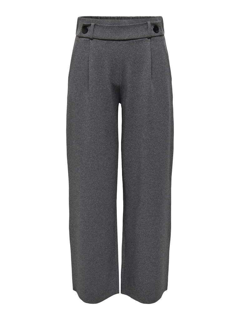 JdY Damen JDYGEGGO New Long Pant JRS NOOS Hose, Medium Grey Melange/Detail:Black Buttons, 28