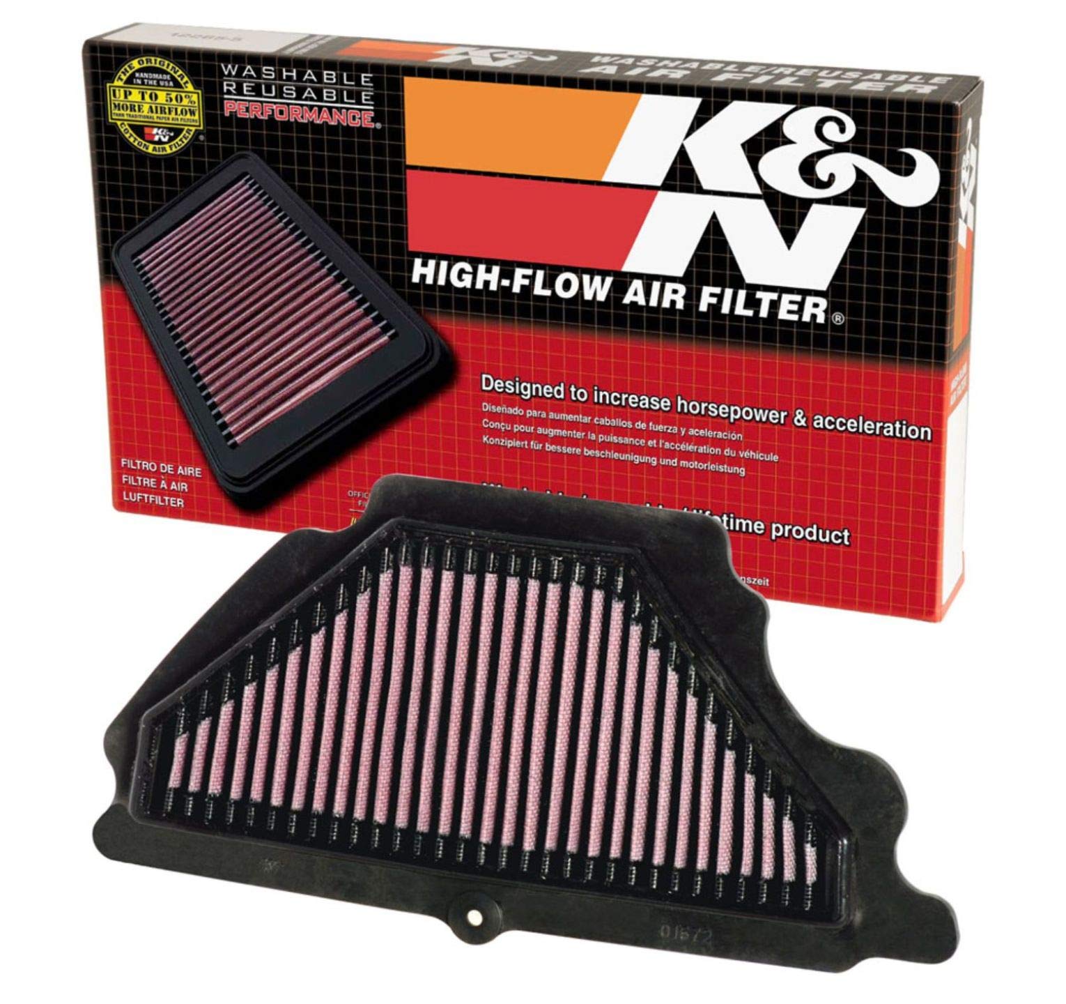 K&N KA-6007 Motorrad Tauschluftfilter, Rot