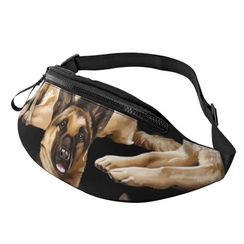 HSJFS Modische Hüfttasche mit Totenkopf-Rosen-Aufdruck, verstellbarer Gürtel, lässige Brusttasche, Deutscher Schäferhund, Einheitsgröße