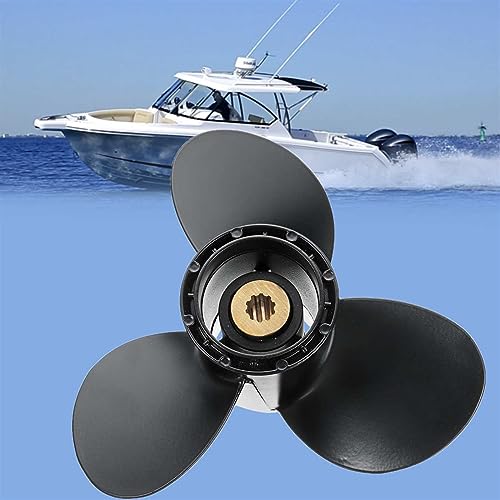 Jodriva 58100-93743-019 Aluminium-Außenbordpropeller for Boote, for Suzuki, 9,9–15 PS, 9 1/4 x 11 Aluminiumlegierung, schwarz, 3 Blätter, 10 Keilzähne Propeller für Außenbordmotoren