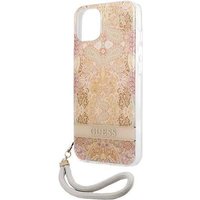 GUESS Hard Cover Flower Strap Gold, für iPhone 13 Mini, GUHCP13SHFLSD (GUHCP13SHFLSD)