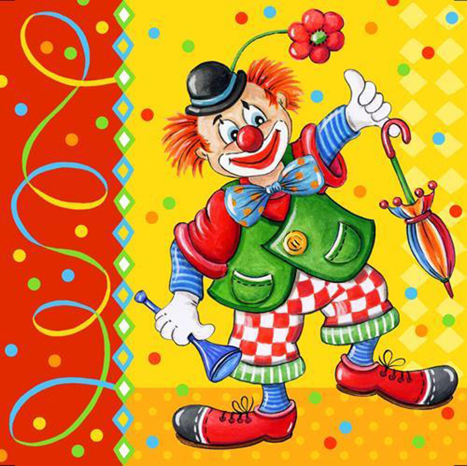 Servietten, 3-lagig 1/4-Falz 33 cm x 33 cm "Clown" (82448)