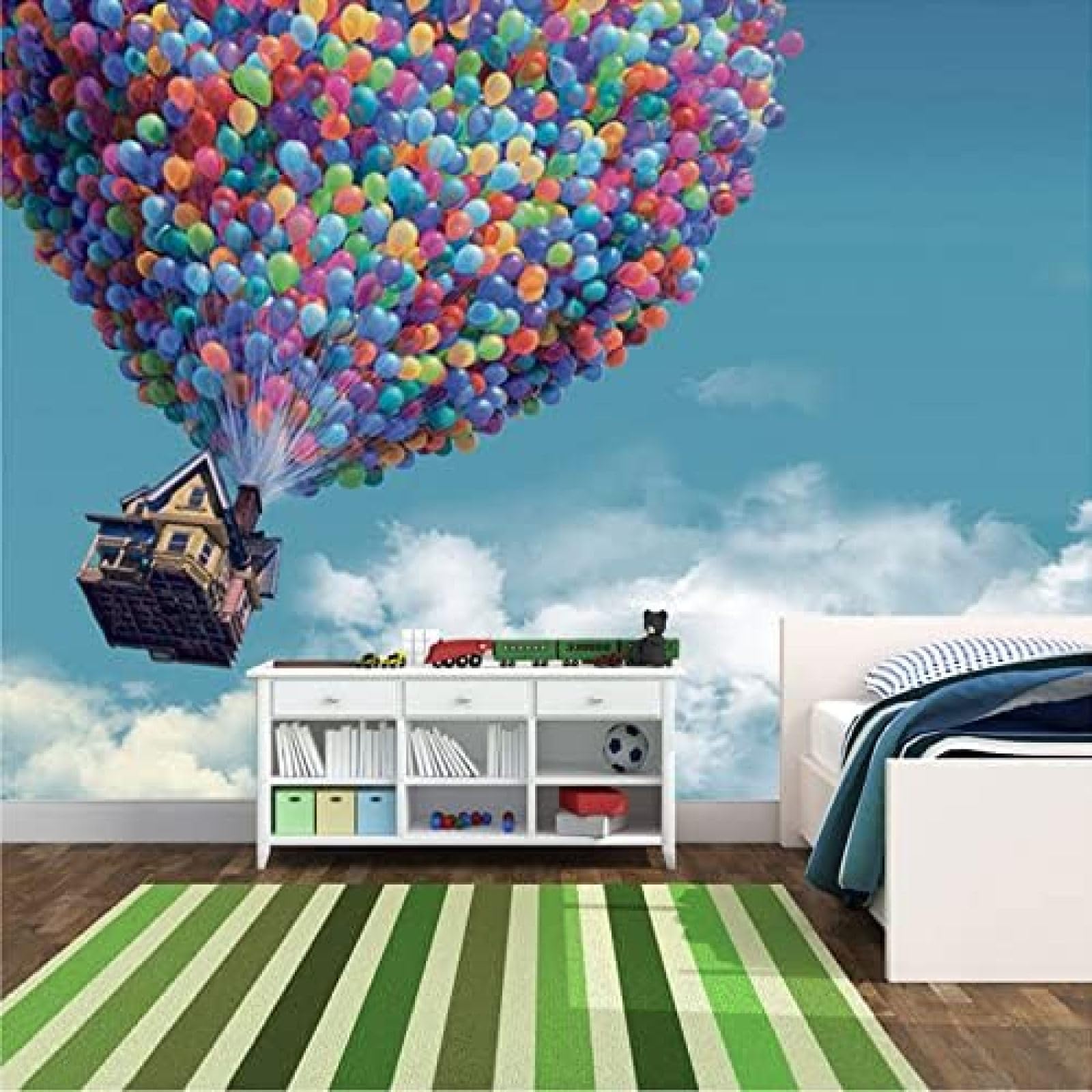 XLMING Heißluftballon Blauer Himmel Und Weiße Wolken 3D Tapete Wohnzimmer Sofa Schlafzimmer Esszimmer Home Dekoration Wand-350cm×256cm