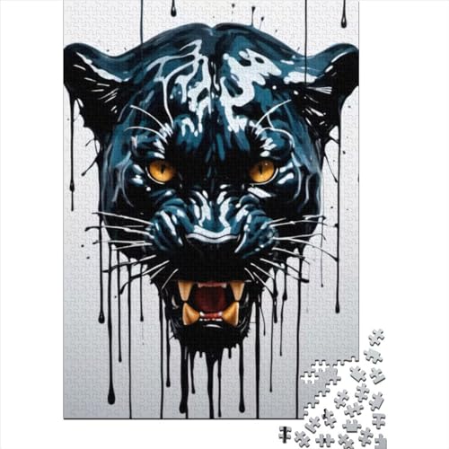 Puzzle „Tropfende Farbe“, Panther-Kunst, Puzzles für Erwachsene, 1000 Teile, Holzpuzzle für Erwachsene und Jugendliche, Puzzles für Erwachsene, Geschenke, Größe: 75 x 50 cm