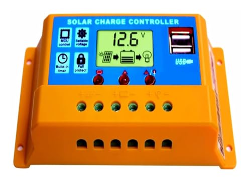 Solarregler, 10a 20a 30a PWM Solar Laderegler 12V 24V Dual USB 5V/2A Solar Panel Batterie Regler intelligent(20A)