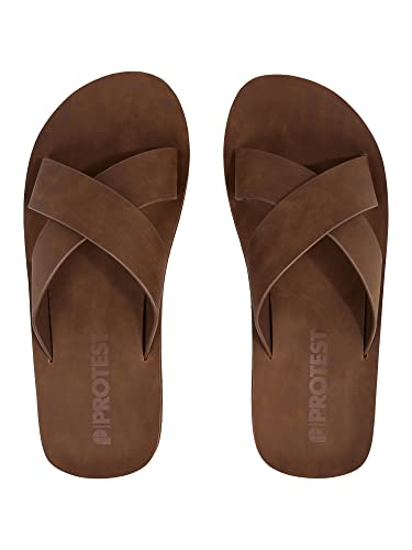 Protest M Prtcoron Slaps Braun - Stylische bequeme Herren Sandalen, Größe EU 42-UK 8 - Farbe Coconut