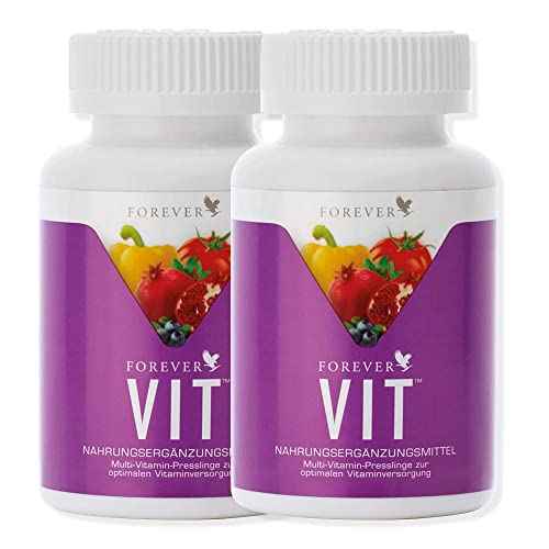 Forever Living Products Forever VIT (2 Stück), 120 Presslinge, zuckerfrei, Vitamine to go, Nahrungsergänzungsmittel, fruchtig, für Vegetarier und Veganer geeignet, glutenfrei