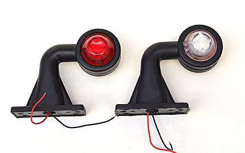 A1 2X LED Lichtleittechnik Begrenzungsleuchten rot-weiß Umrissleuchte LKW Trailer Anhänger E-Mark 12V 0207