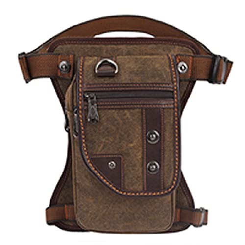 Leg Bag Motorrad Motorrad Oberschenkeltasche Herren Oxford/Nylon/Canvas Downspout Bag Fanny Gürteltasche Oberschenkel Hüfte Van Belt Casual Rucksack Motorrad Touring(Brown Canvas)