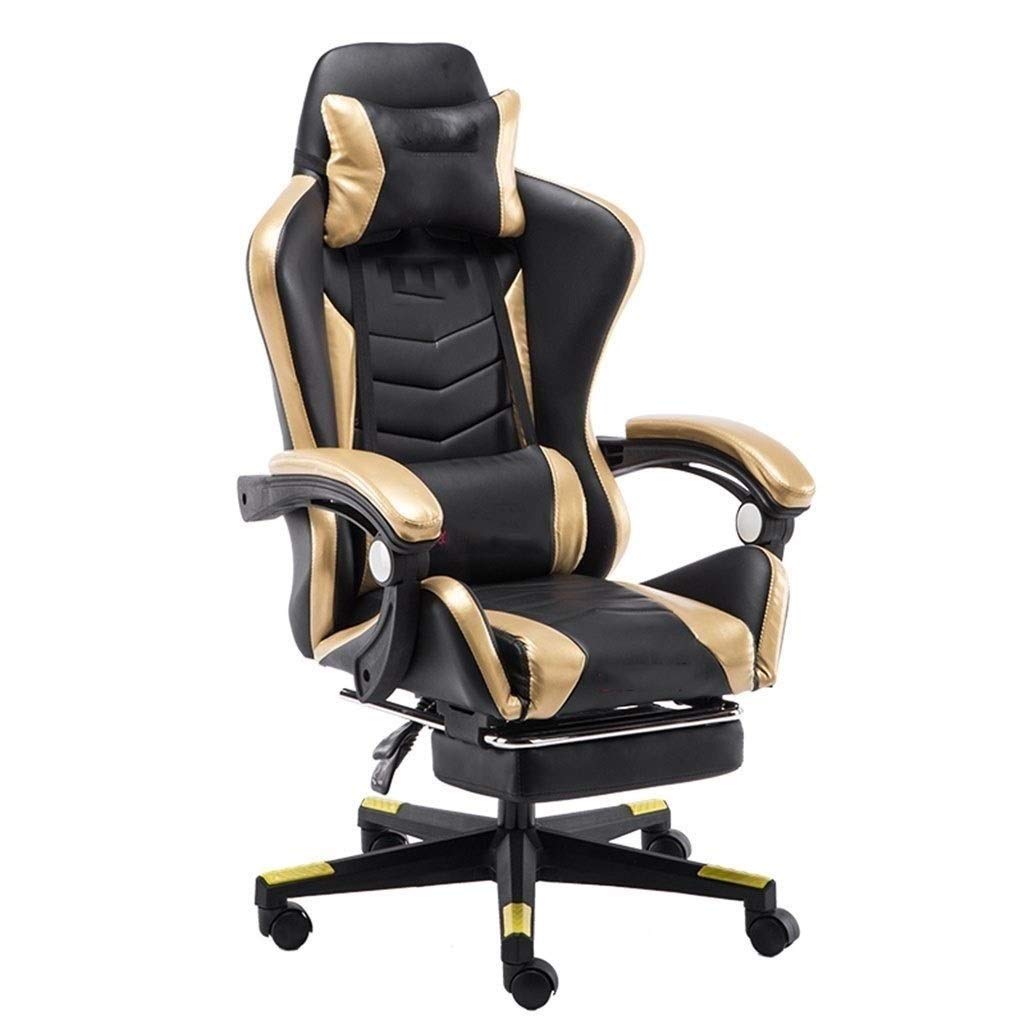 TBSZCM Chefsessel, Bürostuhl Racing Chair Liegender drehbarer Gaming-Stuhl PU-Ledersitz Bürosessel mit Fußstütze interessant Run forward