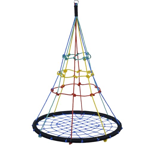 4IQ Nestschaukel Outdoor mit Kletterwand - Kinderschaukel Garten bis zu 150kg - Nest Schaukel für Kinder & Erwachsene mit Durchmesser 100 cm