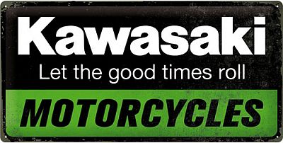 Nostalgic-Art 27025 - Kawasaki - Genuine Parts , Retro Blechschild , Vintage-Schild , Wand-Dekoration , Metall , 25x50 cm