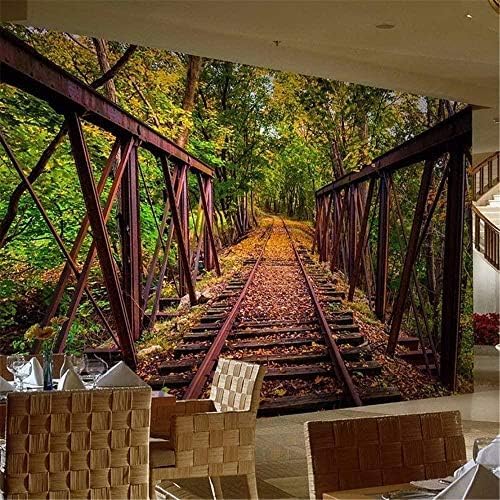 XLMING Vintage Natur Landschaft Wald Hölzerne Brücke 3D Tapeten Home Esszimmer Sofa Schlafzimmer Wohnzimmer TV Hintergrund-150cm×105cm