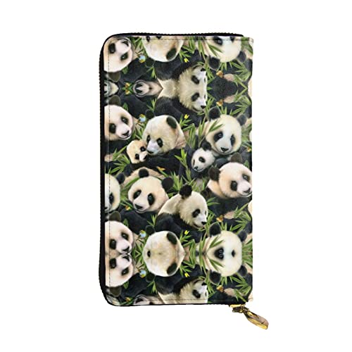 DMORJ Niedliche Panda Leder Lange Clutch Brieftasche: 19 x 10 cm bequem leicht wasserdicht langlebig schönes Geschenk, schwarz, Einheitsgröße, Schwarz , Einheitsgröße