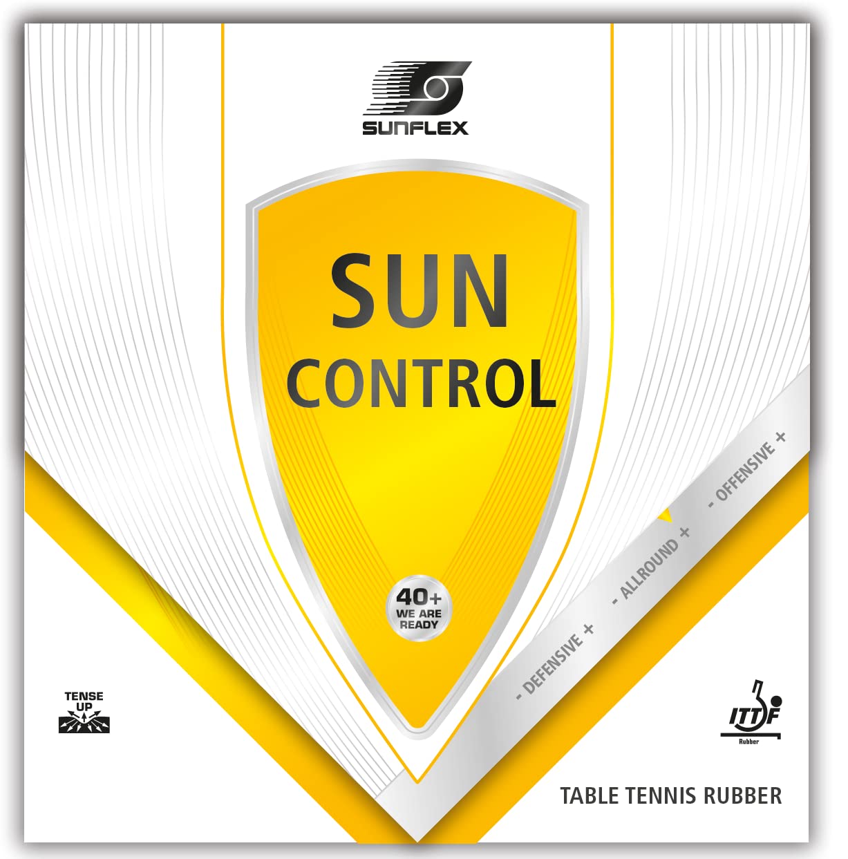 Sunflex SUN CONTROL Tischtennis-Belag | professioneller Allround Belag | ITTF zugelassen | maximale Rotation und Kontrolle | 2,1mm Schwamm | rot