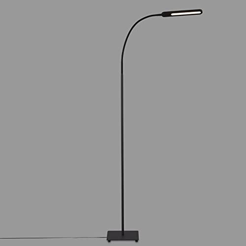 Briloner Leuchten - LED Stehleuchte, Stehlampe mit Touchfunktion, in Stufen dimmbar, Farbtemperatursteuerung, Bürolampe 8 Watt, 600 Lumen, Schwarz, 208x208x max. 1830mm (LxBxH)