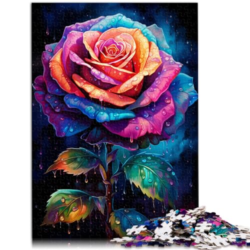 Puzzlespiele Bunte Rosen 1000 Puzzles für Erwachsene Holzpuzzle Familienspiel zum Stressabbau Schwieriges Herausforderungspuzzle 1000 Teile (50 x 75 cm)