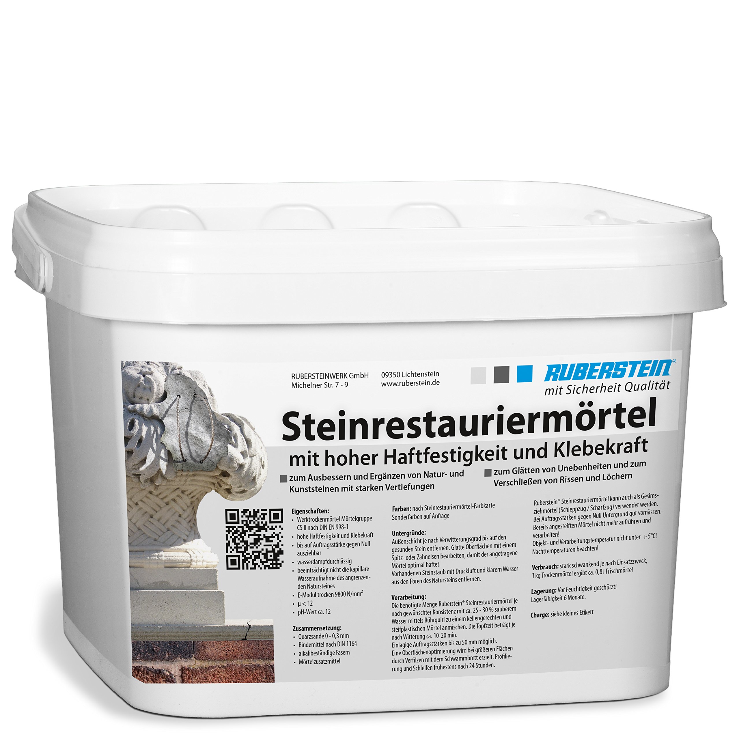 Ruberstein® Steinrestauriermörtel/Reparaturmörtel/Mörtel für Sandstein 5 kg im Eimer (creme)