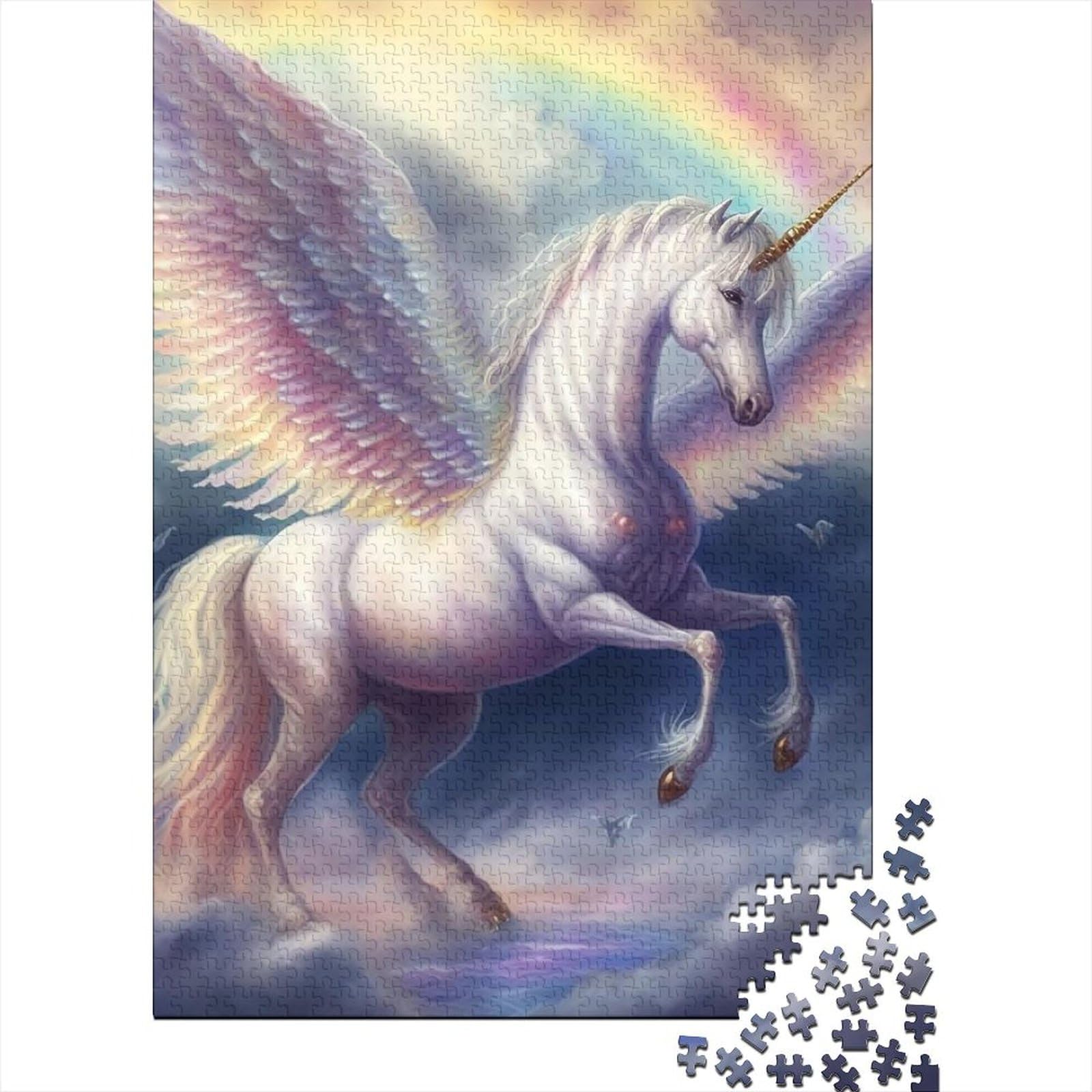 Einhorn-Pferd-Holzpuzzle für Erwachsene und Jugendliche von Art Jigsaw Puzzles für Erwachsene 500 Teile Spielspielzeug für Erwachsene Familienpuzzle Geschenk (Größe 20,47 x 14,96 Zoll)