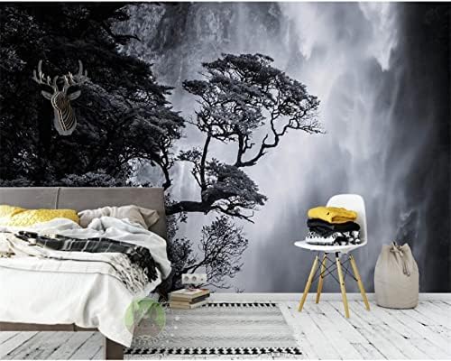 Malerischer Schwarz-Weißer Wasserfall 3D Tapeten Wanddekoration Fototapete Sofas Wohnzimmer Wandbild Schlafzimmer-350cm×256cm