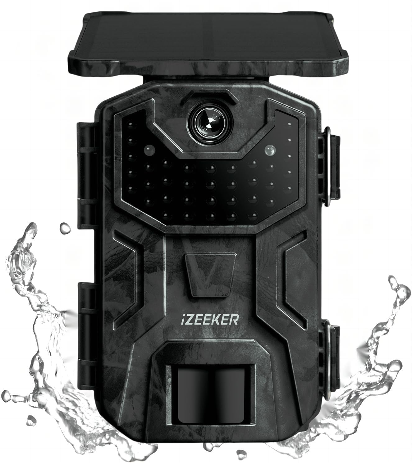 iZEEKER Solar Wildkamera, 2,7K/1520P 30fps 36MP Wildtierkamera mit 940 nm No Glow Infrarot LEDs, Wildkamera mit Bewegungsmelder Nachtsicht, IP66 Wasserdicht für Wildtierbeobachtung & Heim Sicherheit