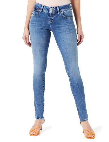 LTB Jeans Damen Jeanshose Molly M - Jeans Damen mit Reißverschluss und einfachen 5 Taschen, Flacher Vorderseite und mittlerer Taille aus Baumwollmischung - Mittel Blau Größe 25/34