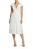 Dress the Population Damen Plunging Mix Media Cap Sleeve A-line Midi Dress Kleid, Cremeweiß-Corey, Mittel